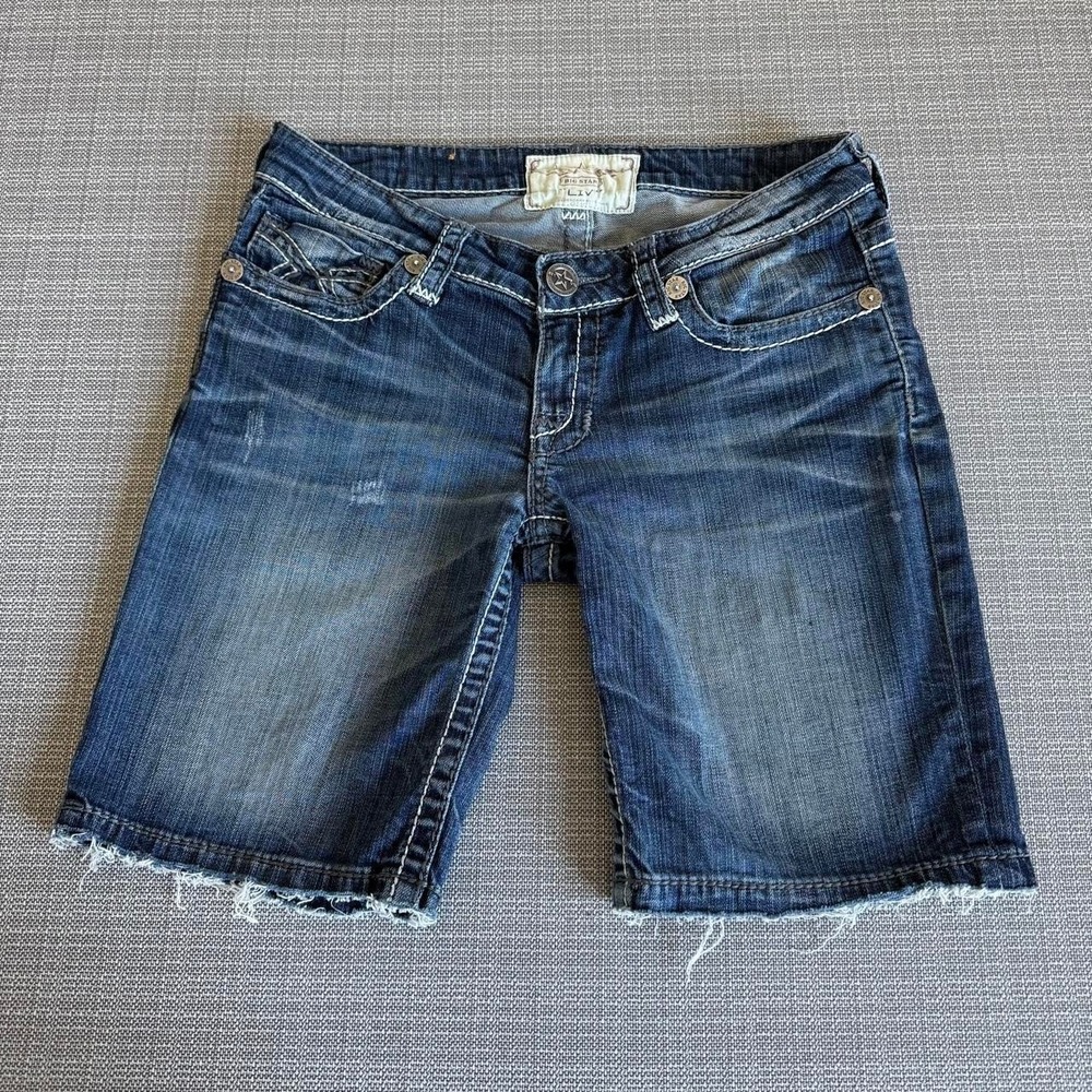 Big Star Liv blue low waist denim shorts women's size 28